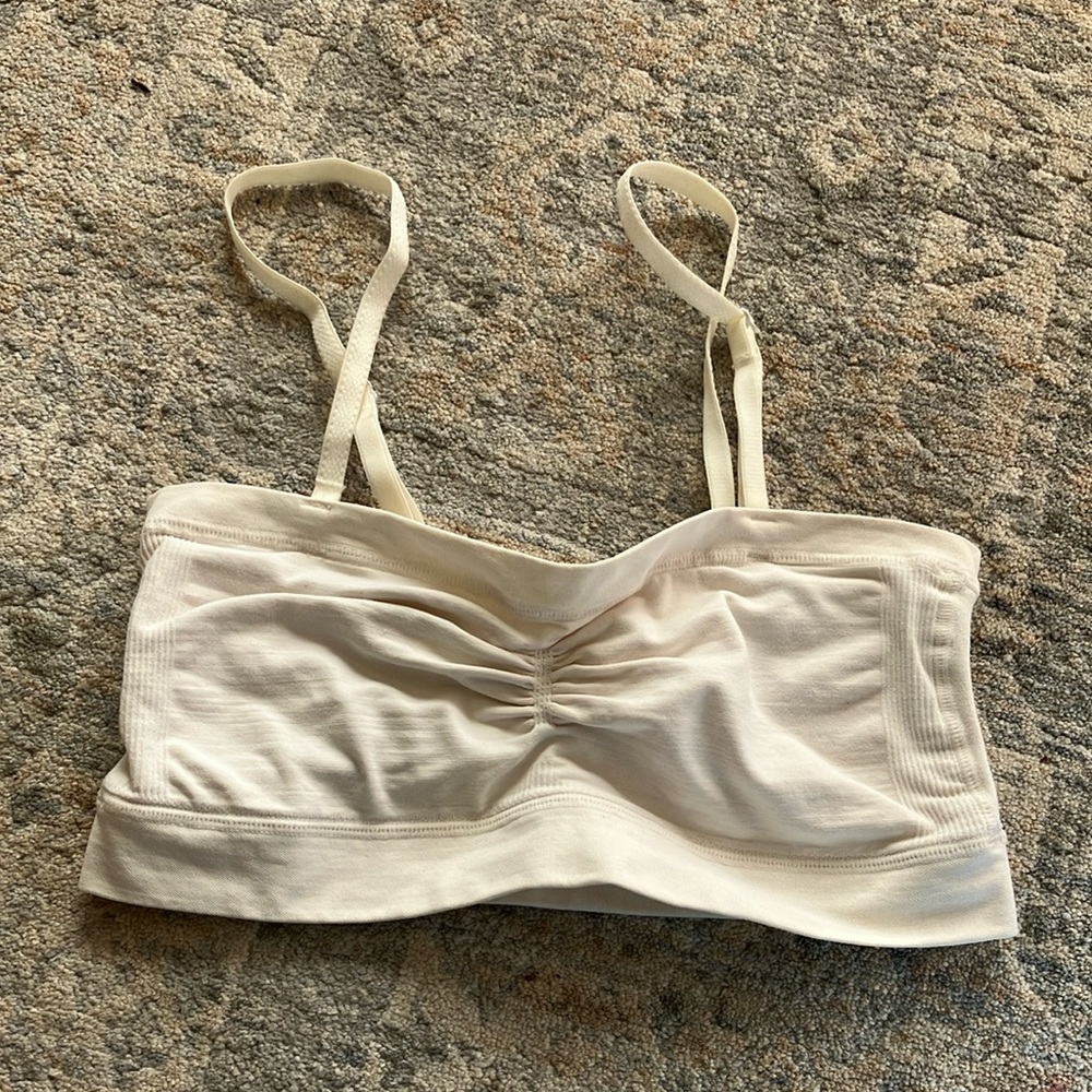 Nordstrom lingerie white, nylon stretch bandeau bra size small